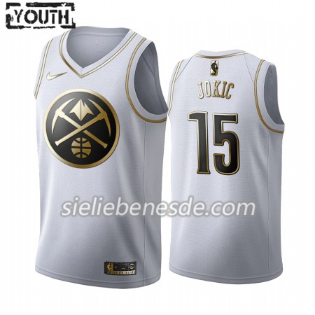 Kinder NBA Denver Nuggets Trikot Nikola Jokic 15 Nike 2019-2020 Weiß Golden Edition Swingman